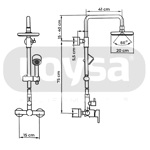 Imagen de Barral de ducha cromado con botones y ducha higiénica GC