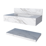 Imagen de Mueble de baño suspendido de porcelanato blanco 84 cm con bacha incorporada y estante flotante