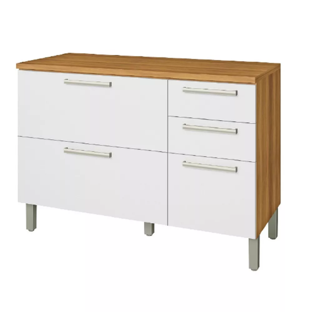 Imagen de Bajo mesada Burguesa 120cm blanco 2 puertas 3 cajones