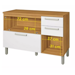 Imagen de Bajo mesada Burguesa 120cm blanco 2 puertas 3 cajones