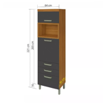 Imagen de Armario Princesa 2 puertas 3 cajones Gris/freijo 64cm