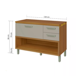 Imagen de Bajo mesada Princesa 120 cm 1 puerta 2 cajon Off White