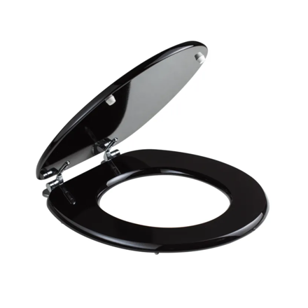 Imagen de Tapa inodoro negra en MDF con herraje metálico