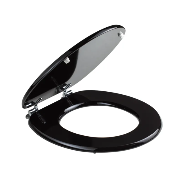 Imagen de Tapa inodoro negra en MDF con herraje metálico