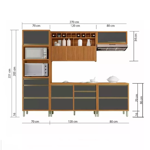 Imagen de Kit Mueble de cocina Baronesa grafito 270 cm 2 Armario c/ 2 nichos