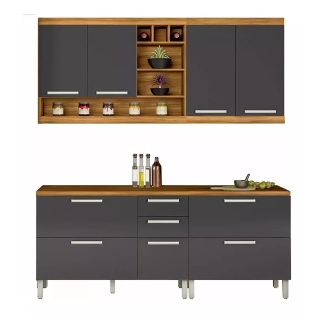 Imagen de kit Mueble de cocina Burguesa grafito 200 cm