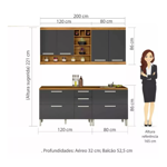 Imagen de kit Mueble de cocina Burguesa grafito 200 cm