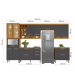 Imagen de kit Mueble de cocina Burguesa grafito 350 cm P/heladera