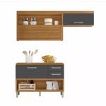 Imagen de Kit mueble de cocina Princesa Gris 200 cm P/ Heladera