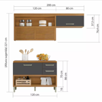 Imagen de Kit mueble de cocina Princesa Gris 200 cm P/ Heladera