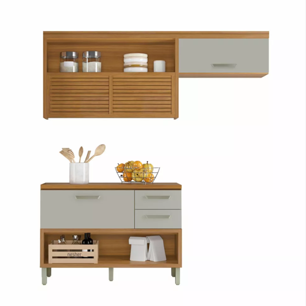 Imagen de Kit mueble de cocina Princesa off white 200 cm P/ Heladera