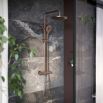 Imagen de Barral de ducha exterior termostático Signature bronce cepillado