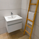 Imagen de Mueble de baño suspendido Aqualía blanco con bacha de loza