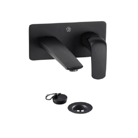 Imagen de Grifería de lavatorio Monocomando de pared Epuyen negro mate