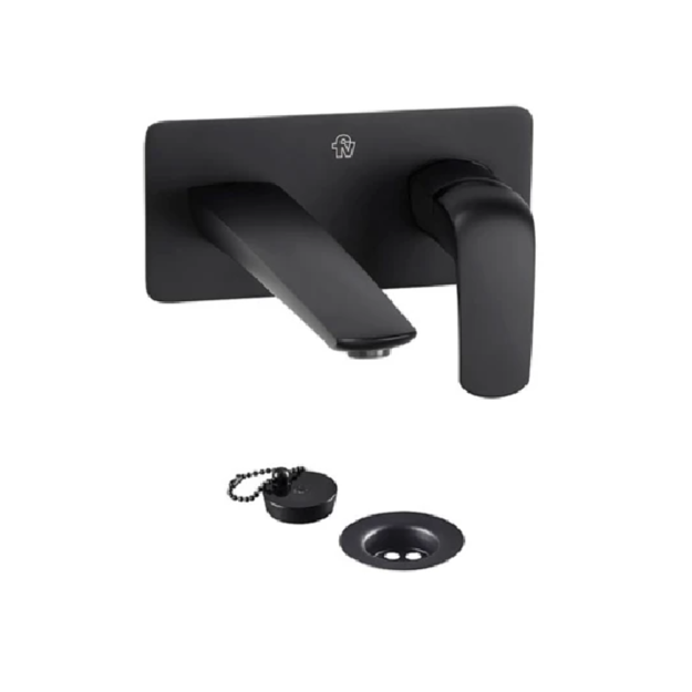 Imagen de Grifería de lavatorio Monocomando de pared Epuyen negro mate