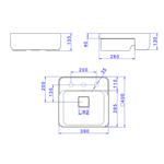 Imagen de Bacha semi encastre cuadrada 40cm c/mesa Barbante Deca