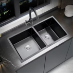 Imagen de Pileta de cocina Dream doble negra 78X43 cm