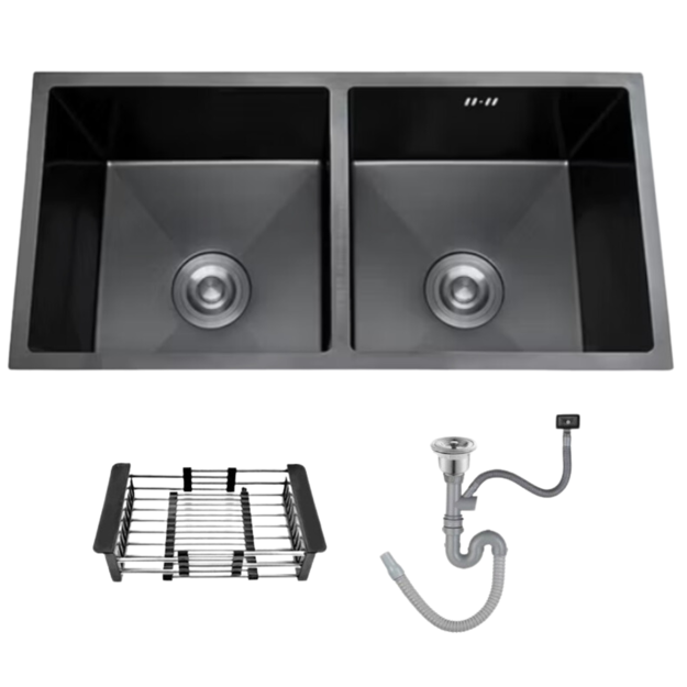 Imagen de Pileta de cocina Dream doble negra 78X43 cm