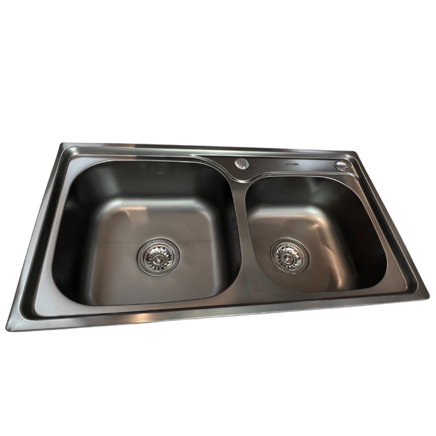 Imagen de Pileta Doble cocina negra acero inox. 78x43x19 cm