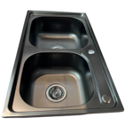Imagen de Pileta Doble cocina negra acero inox. 78x43x19 cm