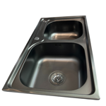 Imagen de Pileta Doble cocina negra acero inox. 78x43x19 cm