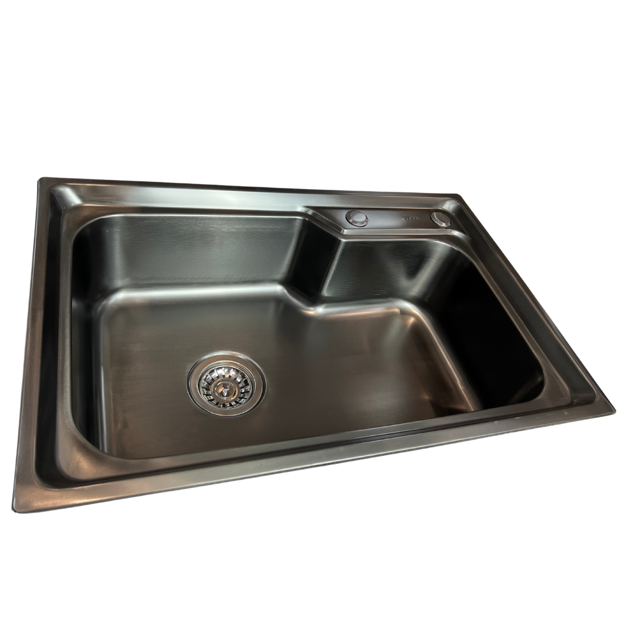 Imagen de Pileta simple cocina negra acero inox. 68x45x21 cm