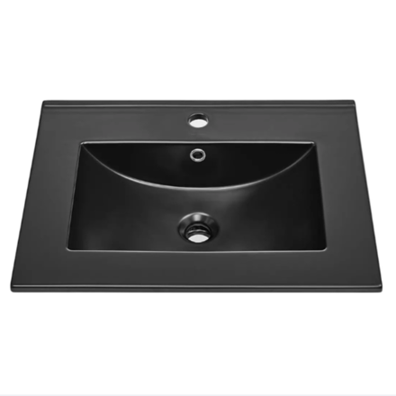 Imagen de Bacha de sobreponer rectangular 60x46 cm c/mesa negro mate Dmc