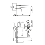 Imagen de Grifería de lavatorio Monocomando de pared Epuyen cromado