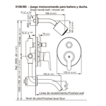Imagen de Grifería de ducha Monocomando de embutir con transferencia Puelo cromado
