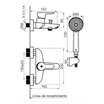 Imagen de Griferia de ducha Monocomando exterior con transferencia Puelo cromado