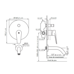 Imagen de Grifería de ducha Monocomando de embutir con transferencia ZOE cromado