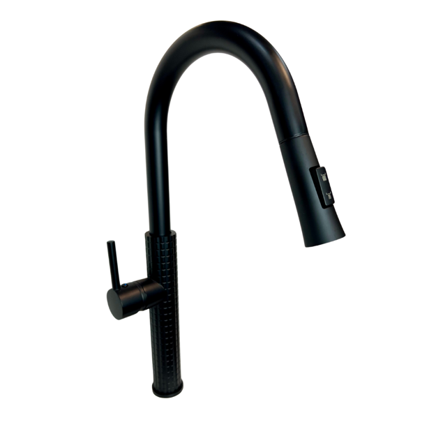 Imagen de Grifería de cocina Monocomando de mesada extensible Negra texturizada