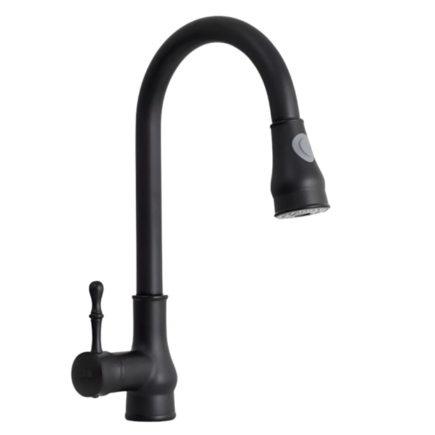 Imagen de Grifería de cocina Monocomando de mesada extensible Vintage Negro Mate