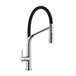 Imagen de Grifería de cocina Monocomando de mesada Gourmet cromado con Pico Flexible Alto negro