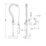 Imagen de Grifería de Cocina Monocomando de pared Industrial columna