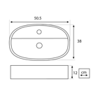 Imagen de Bacha de apoyo ovalada 50x38 cm c/mesa Blanco Dmc