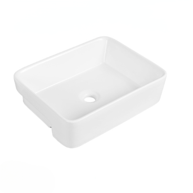 Imagen de Bacha de semi encastre rectangular 48x37 cm blanca Dmc