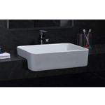 Imagen de Bacha de semi encastre rectangular 48x37 cm blanca Dmc