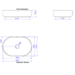 Imagen de Bacha de apoyo Oval 60x40 cm Negro Mate Deca