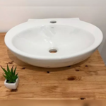 Imagen de Bacha oval apoyo o suspendida 50x42cm c/mesa Blanco Deca