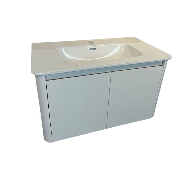 Imagen de Mueble de baño suspendido Montano Blanco 80 cm con Bacha de Loza