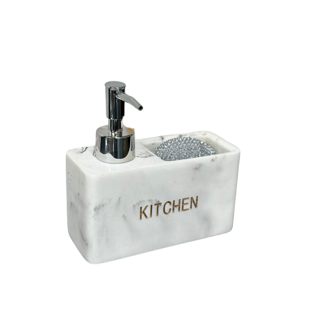 Imagen de Dispensador de jabón cocina mármol con esponja
