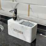 Imagen de Dispensador de jabón cocina mármol con esponja