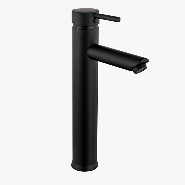 Imagen de Grifería de lavatorio Monocomando alto de mesada Milano Negro Mate