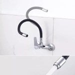 Imagen de Grifería de cocina Monocomando de pared Capri Cromado con Pico flexible Negro