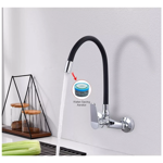 Imagen de Grifería de cocina Monocomando de pared Capri Cromado con Pico flexible Negro