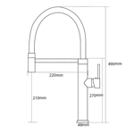 Imagen de Griferia de cocina Monocomando de mesada Chef Pico móvil Grafito Satinado