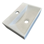 Imagen de Bacha apoyo o suspendida rectangular 36x25 cm blanca c/mesa Dmc