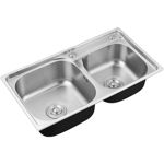 Imagen de Pileta doble cocina acero inox. 201 78x43x21 cm