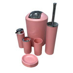 Imagen de Set de baño 6 pz Rosa y cromo (papelera-dispensadores)